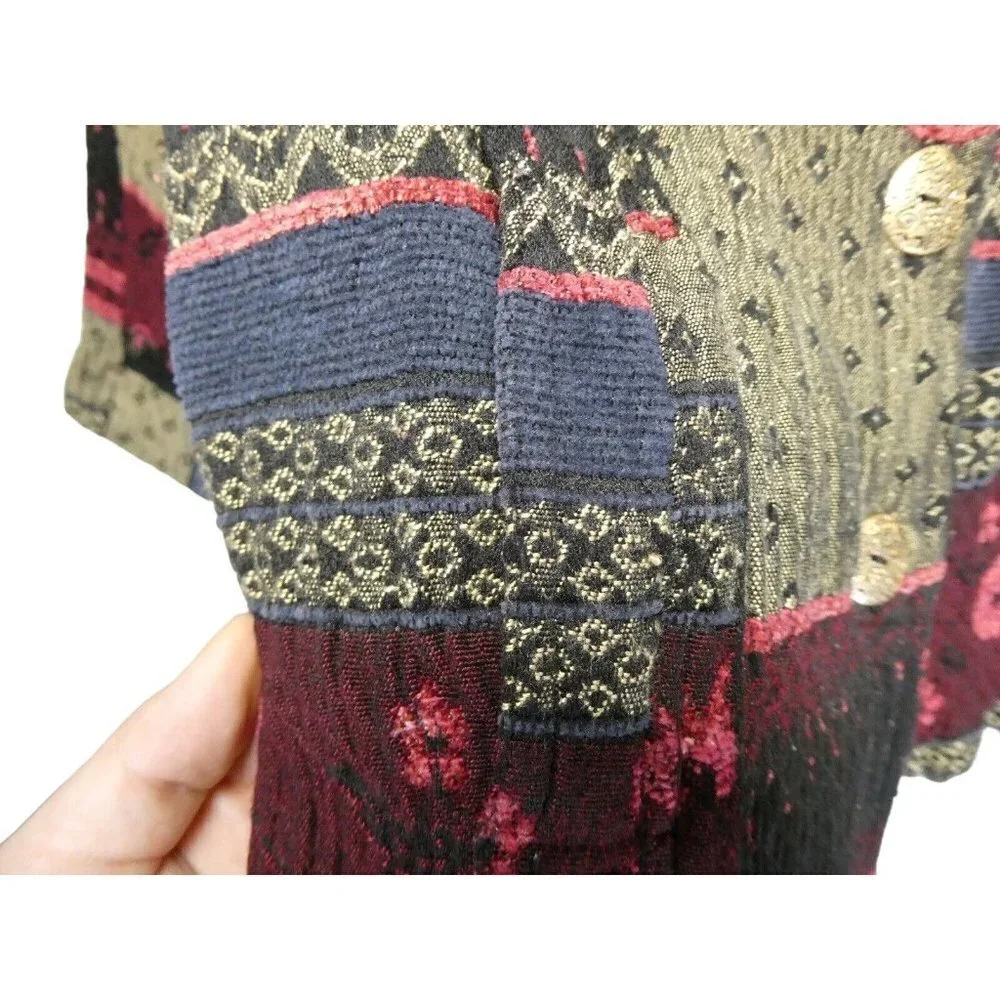 TravelSmith Patchwork Textured Jacket Button Front Cotton‎ Women's Large Petite - Picture 10 of 16
